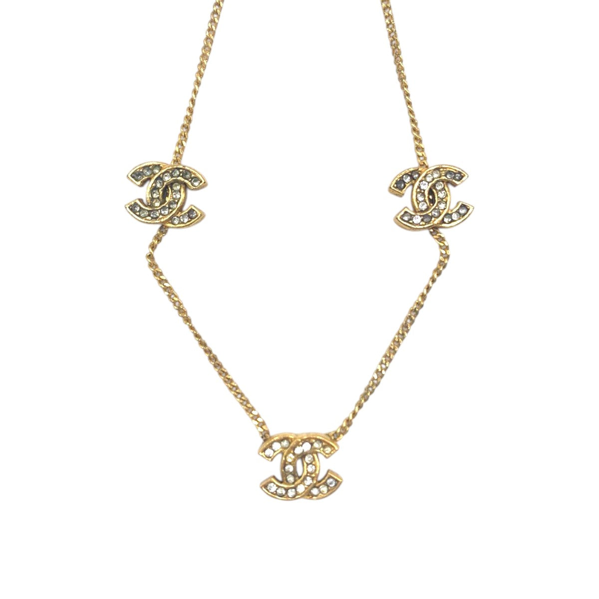 24886
CHANEL シャネル ヴィンテージ ココマーク ラインストーン ゴールド メタル ネックレス レディース AB36
