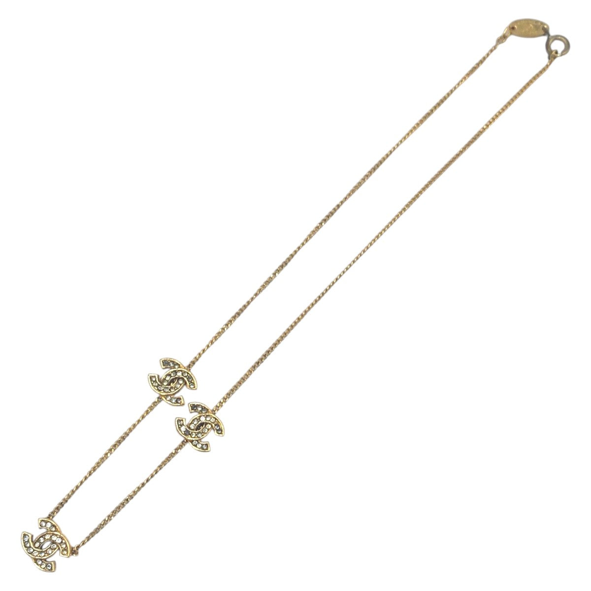 24886
CHANEL シャネル ヴィンテージ ココマーク ラインストーン ゴールド メタル ネックレス レディース AB36