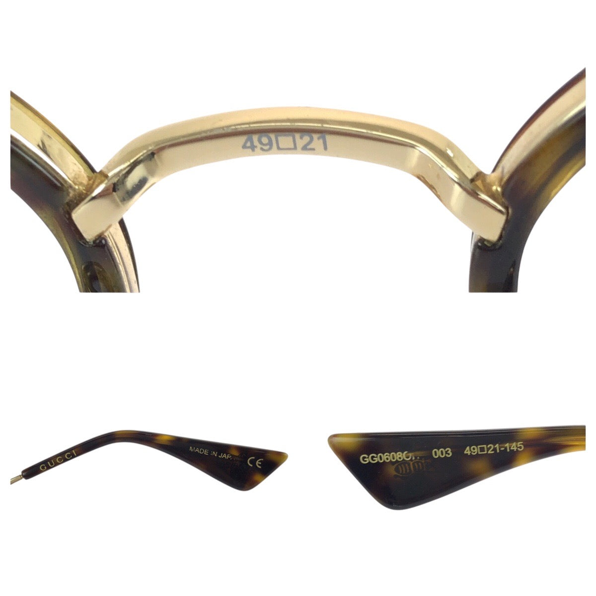 24889
GUCCI グッチ ダークハバナ ブラウン ゴールド金具 プラスチック / メタル GG0608OK メガネ メガネフレームのみ レディース ABP14