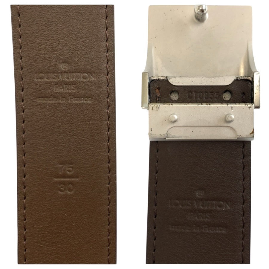 24891
LOUIS VUITTON ルイヴィトン ダミエ サンチュール キャレ ブラウン シルバー金具 PVC ベルト メンズ ABP21