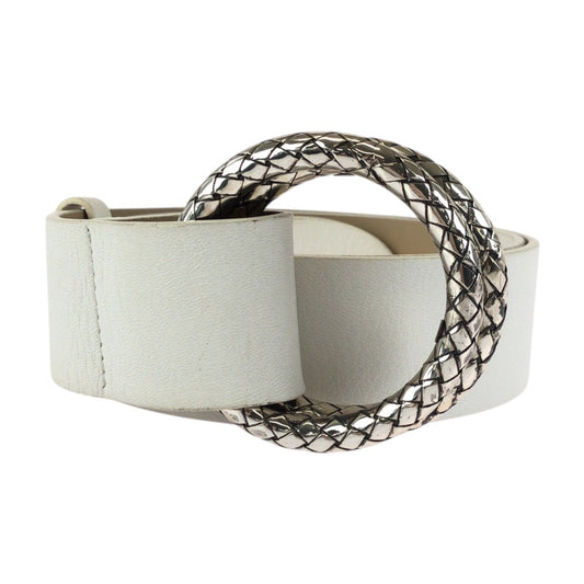 24892
BOTTEGAVENETA ボッテガヴェネタ イントレチャート ホワイト シルバー金具 レザー / シルバー925 ベルト メンズ A21