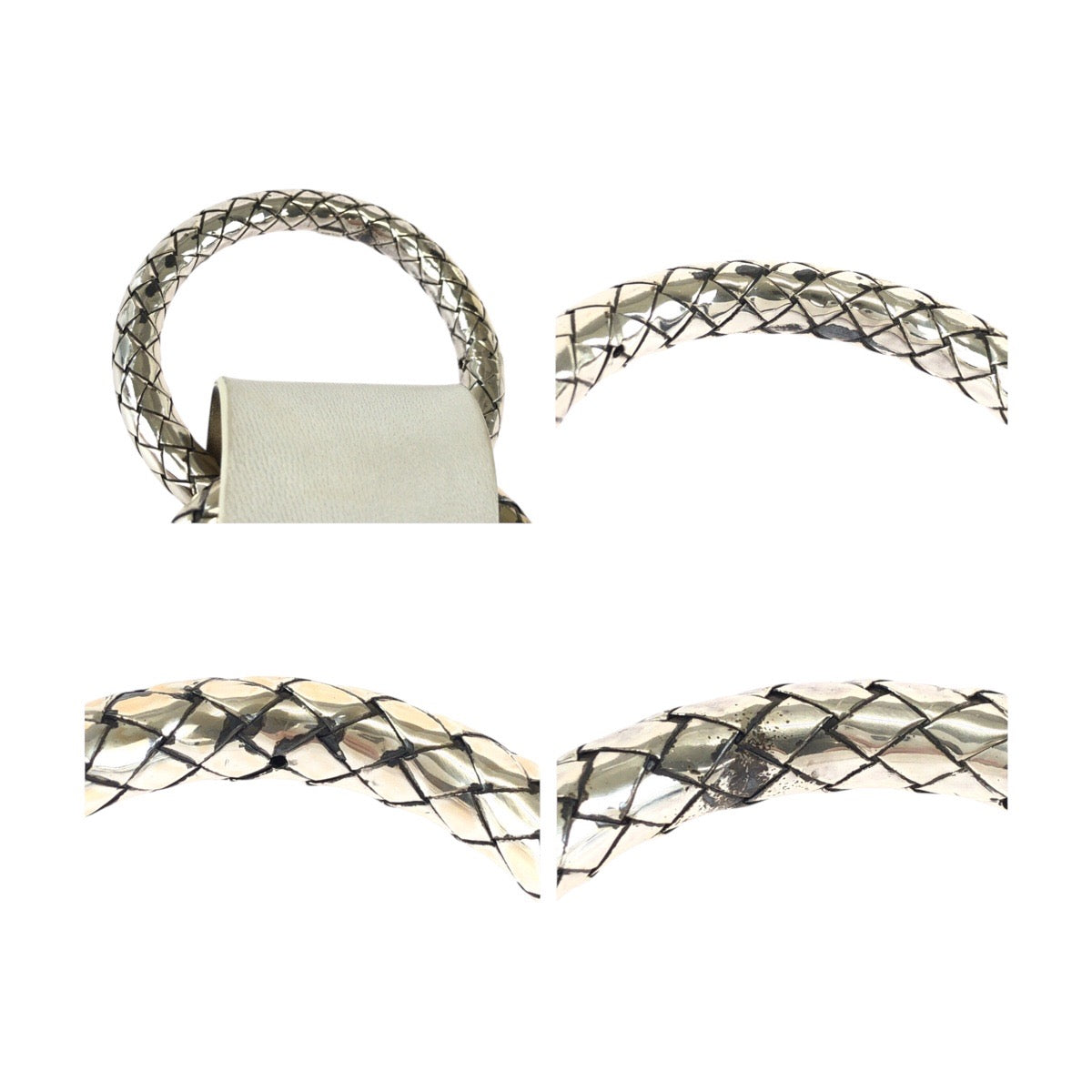 24892
BOTTEGAVENETA ボッテガヴェネタ イントレチャート ホワイト シルバー金具 レザー / シルバー925 ベルト メンズ A21
