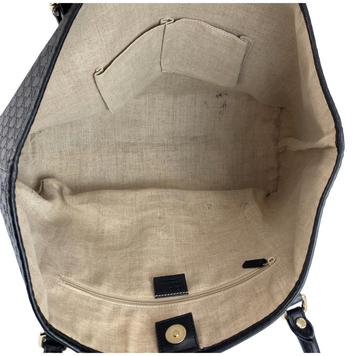 24893
GUCCI グッチ マイクログッチシマ ブラック 黒 ゴールド金具 レザー 449647 トートバッグ ショルダーバッグ レディース ABP58