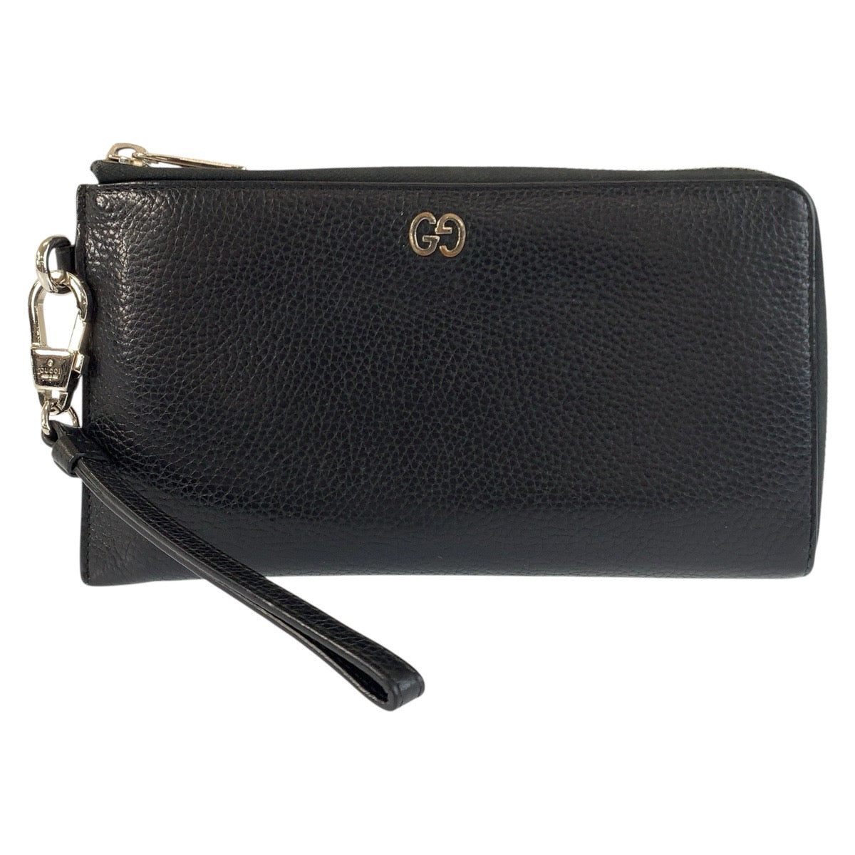 24901
GUCCI グッチ GGメタル ブラック 黒 シルバー金具 レザー 597577 長財布 リストウォレット メンズ AB21