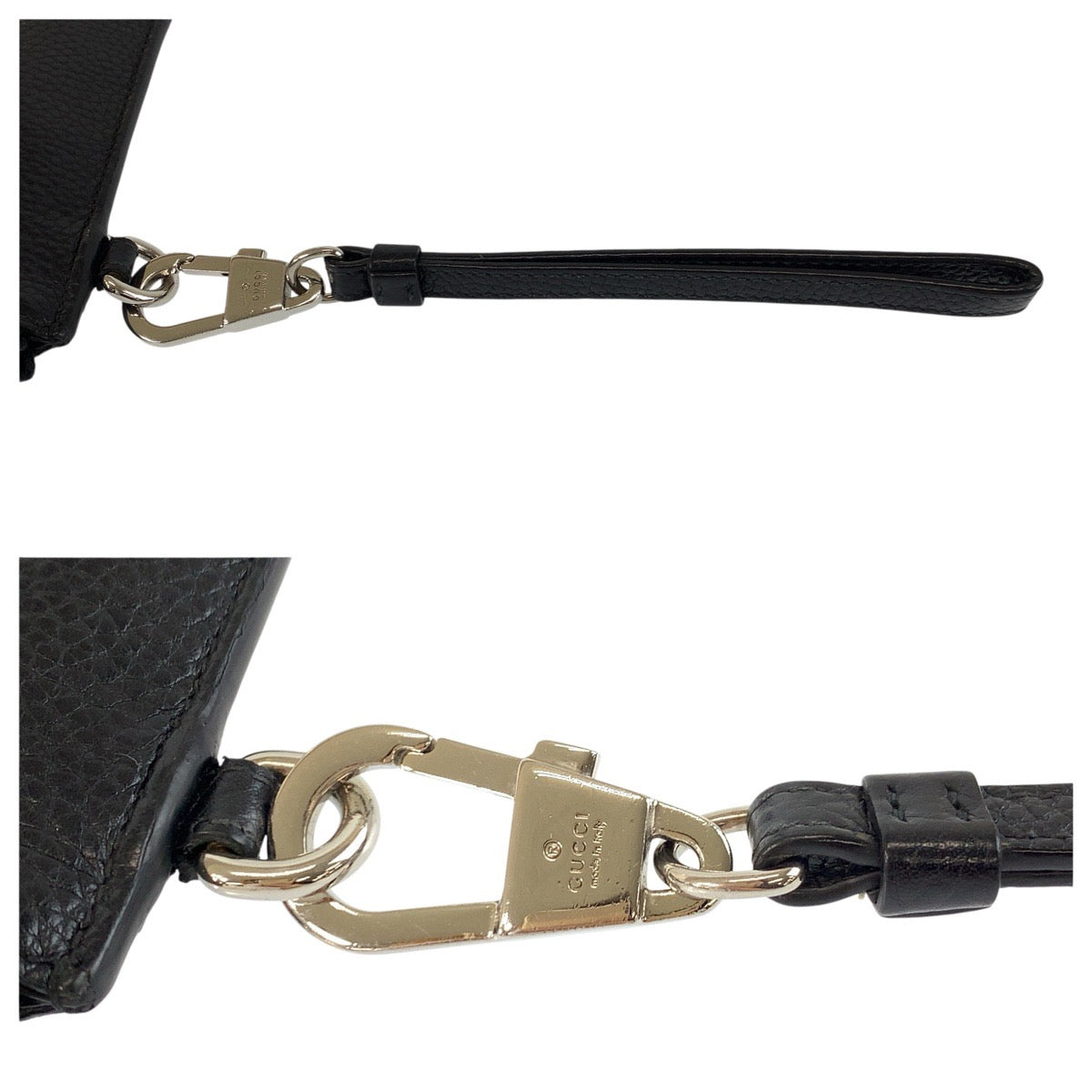 24901
GUCCI グッチ GGメタル ブラック 黒 シルバー金具 レザー 597577 長財布 リストウォレット メンズ AB21