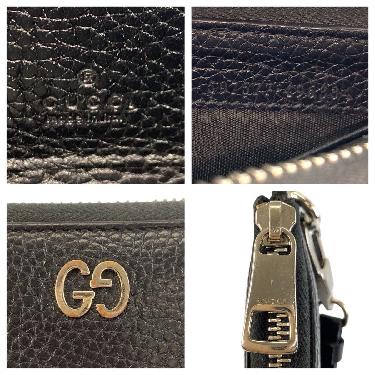 24901
GUCCI グッチ GGメタル ブラック 黒 シルバー金具 レザー 597577 長財布 リストウォレット メンズ AB21
