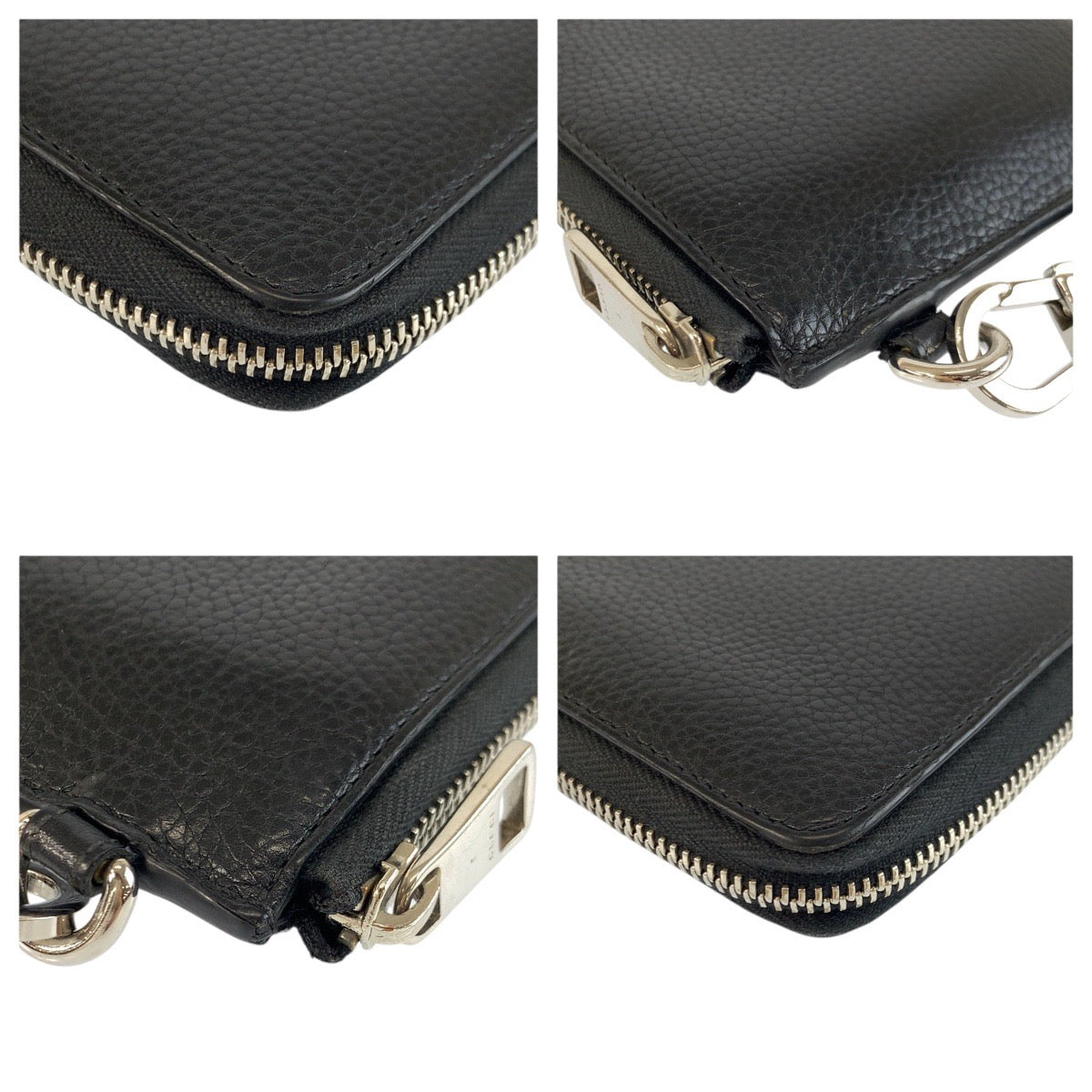 24901
GUCCI グッチ GGメタル ブラック 黒 シルバー金具 レザー 597577 長財布 リストウォレット メンズ AB21
