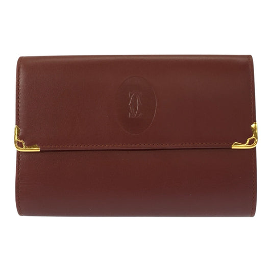 24902
CARTIER カルティエ マストライン ボルドー ゴールド金具 レザー 折財布 コンパクトウォレット レディース A23