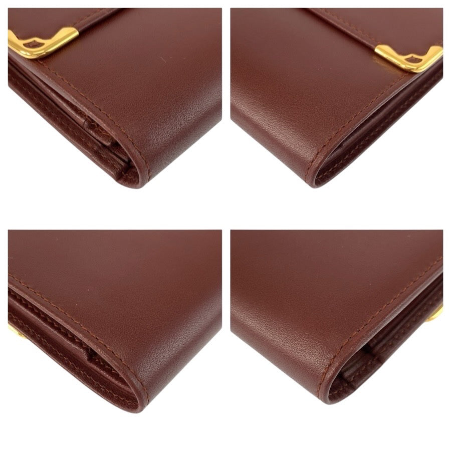 24902
CARTIER カルティエ マストライン ボルドー ゴールド金具 レザー 折財布 コンパクトウォレット レディース A23