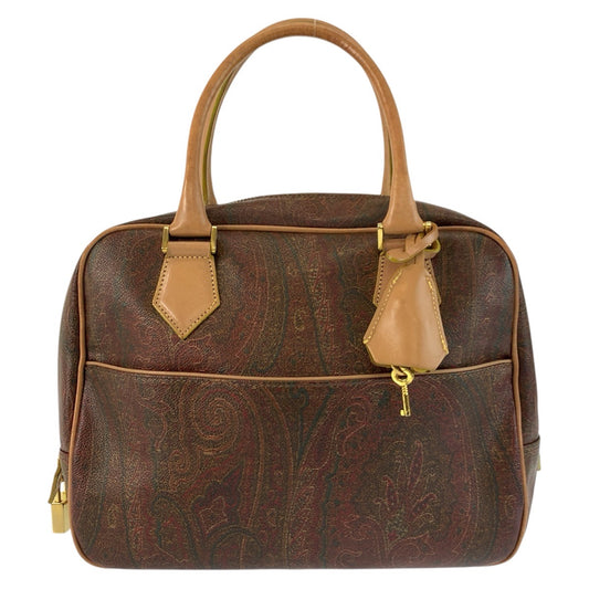 24903
ETRO エトロ ペイズリー柄 ブラウン ゴールド金具 PVC / レザー ハンドバッグ ミニボストンバッグ レディース ABP21