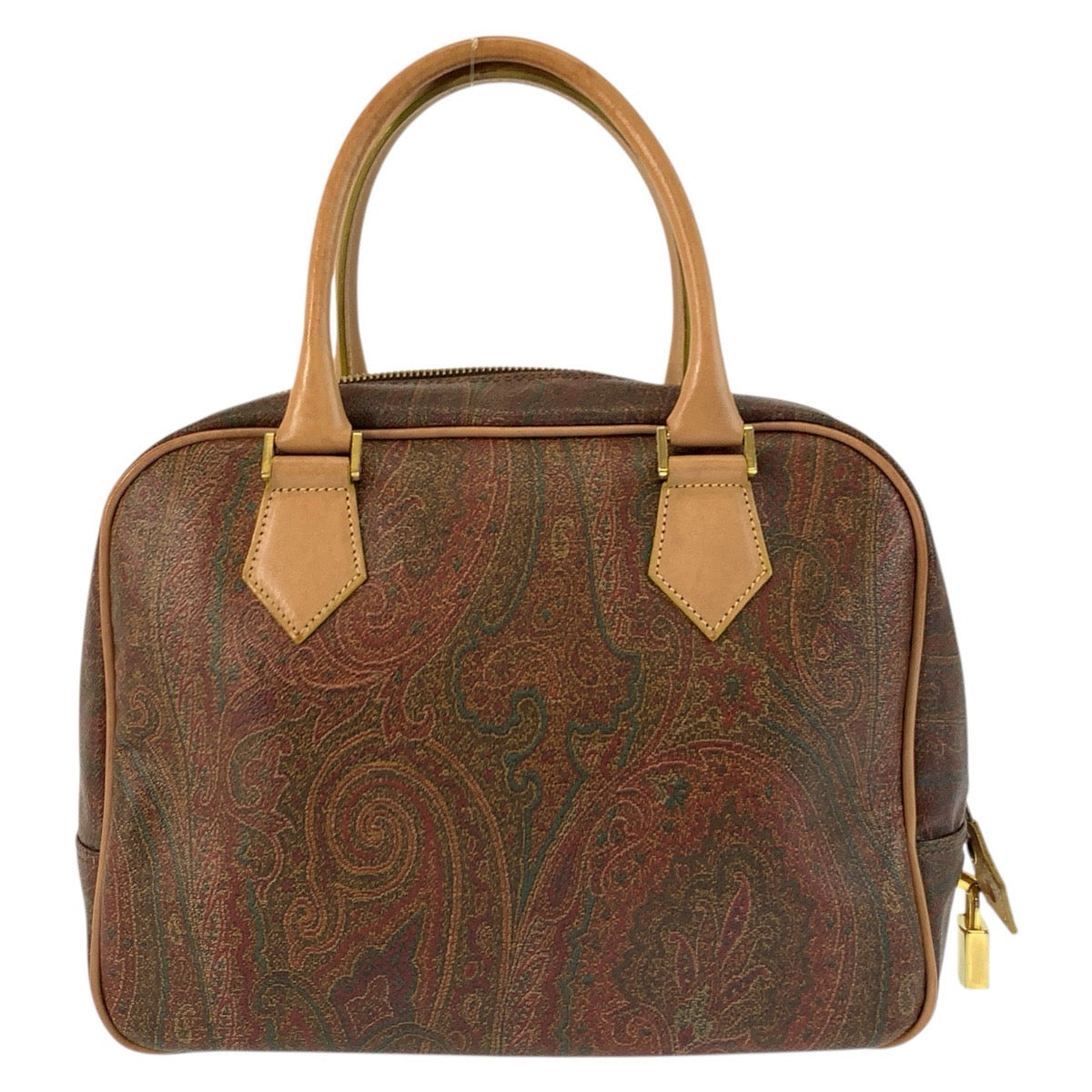 24903
ETRO エトロ ペイズリー柄 ブラウン ゴールド金具 PVC / レザー ハンドバッグ ミニボストンバッグ レディース ABP21