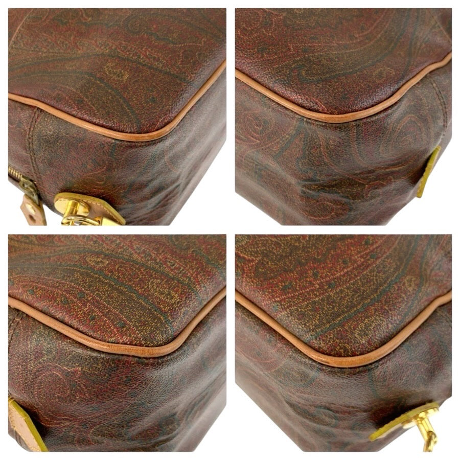 24903
ETRO エトロ ペイズリー柄 ブラウン ゴールド金具 PVC / レザー ハンドバッグ ミニボストンバッグ レディース ABP21