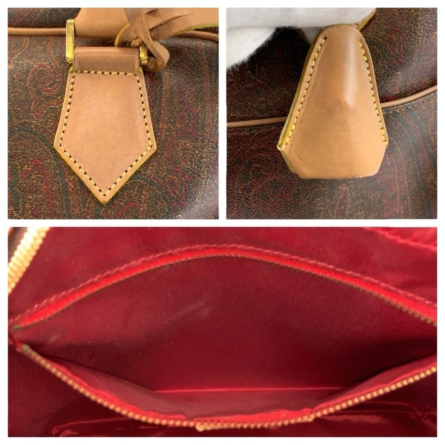 24903
ETRO エトロ ペイズリー柄 ブラウン ゴールド金具 PVC / レザー ハンドバッグ ミニボストンバッグ レディース ABP21