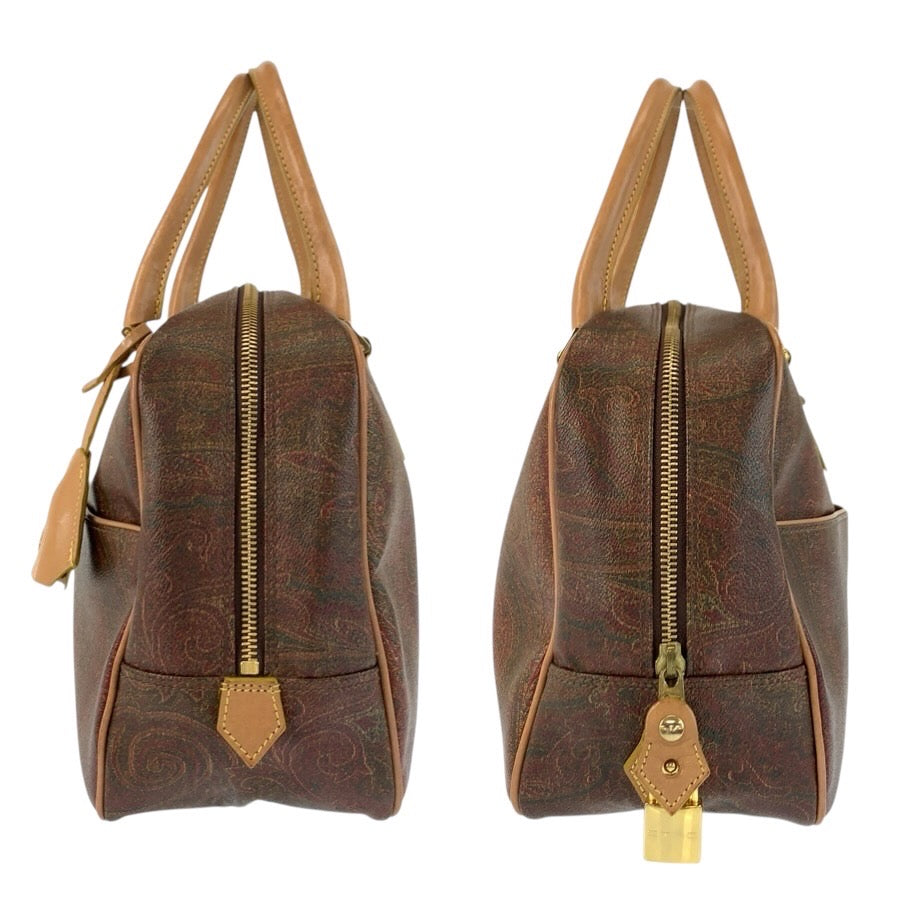 24903
ETRO エトロ ペイズリー柄 ブラウン ゴールド金具 PVC / レザー ハンドバッグ ミニボストンバッグ レディース ABP21