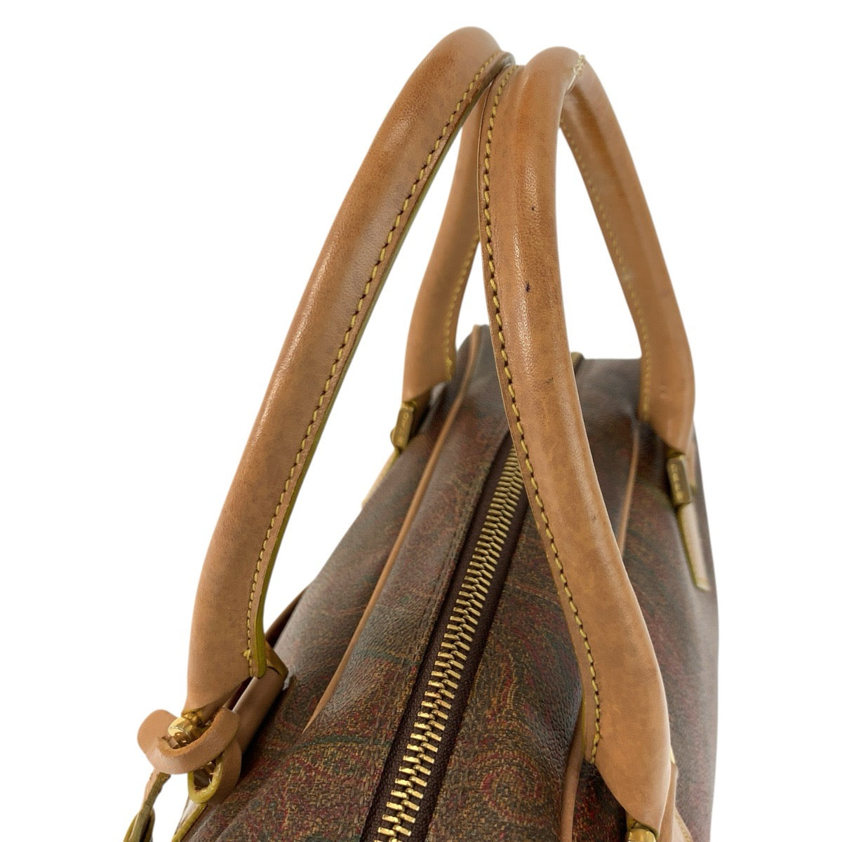 24903
ETRO エトロ ペイズリー柄 ブラウン ゴールド金具 PVC / レザー ハンドバッグ ミニボストンバッグ レディース ABP21