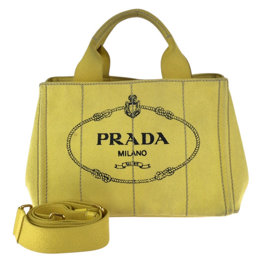 24904
PRADA プラダ カナパ 三角ロゴプレート 2way イエロー ゴールド金具 キャンバス トートバッグ ショルダーバッグ レディース AB42