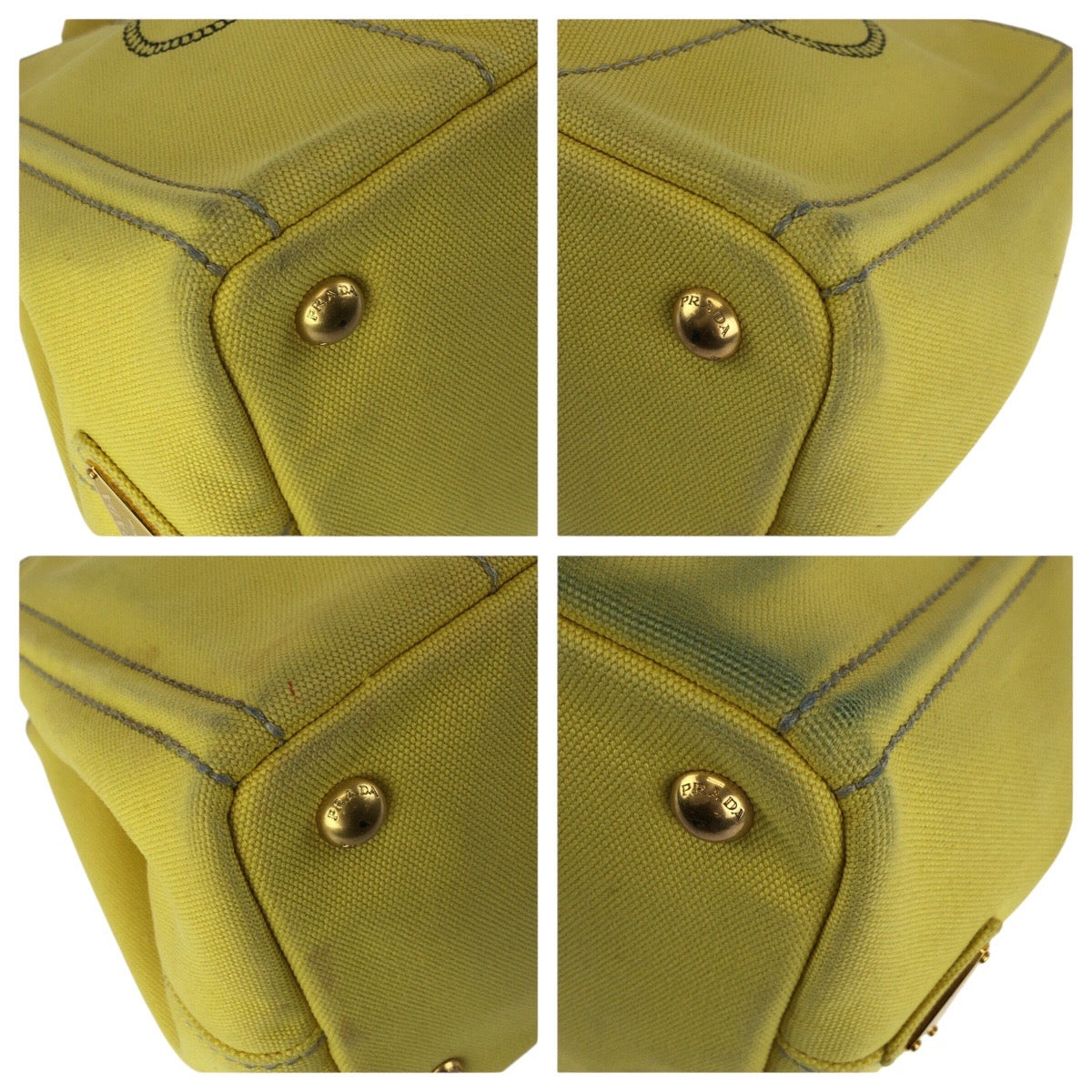 24904
PRADA プラダ カナパ 三角ロゴプレート 2way イエロー ゴールド金具 キャンバス トートバッグ ショルダーバッグ レディース AB42
