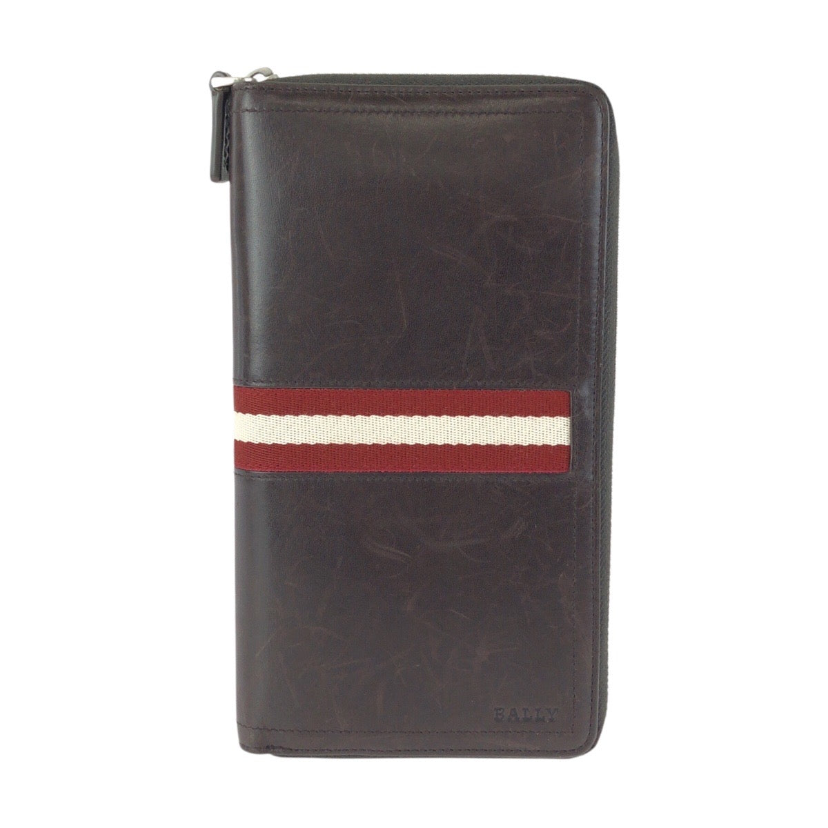 24909
BALLY バリー トレインスポッティング ブラウン シルバー金具 レザー 長財布 ラウンドファスナー メンズ AB8