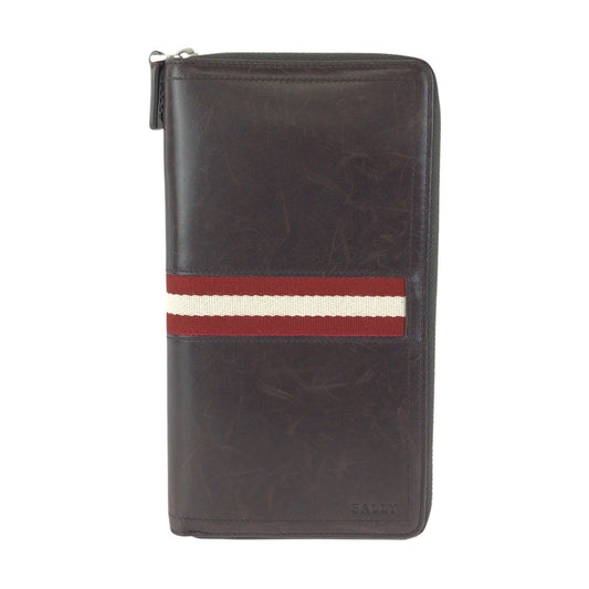 24909
BALLY バリー トレインスポッティング ブラウン シルバー金具 レザー 長財布 ラウンドファスナー メンズ AB8