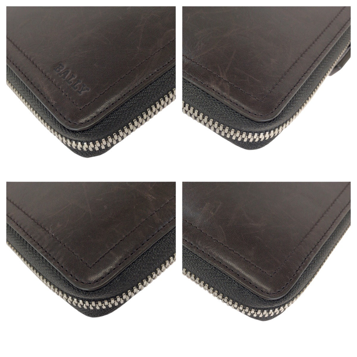 24909
BALLY バリー トレインスポッティング ブラウン シルバー金具 レザー 長財布 ラウンドファスナー メンズ AB8
