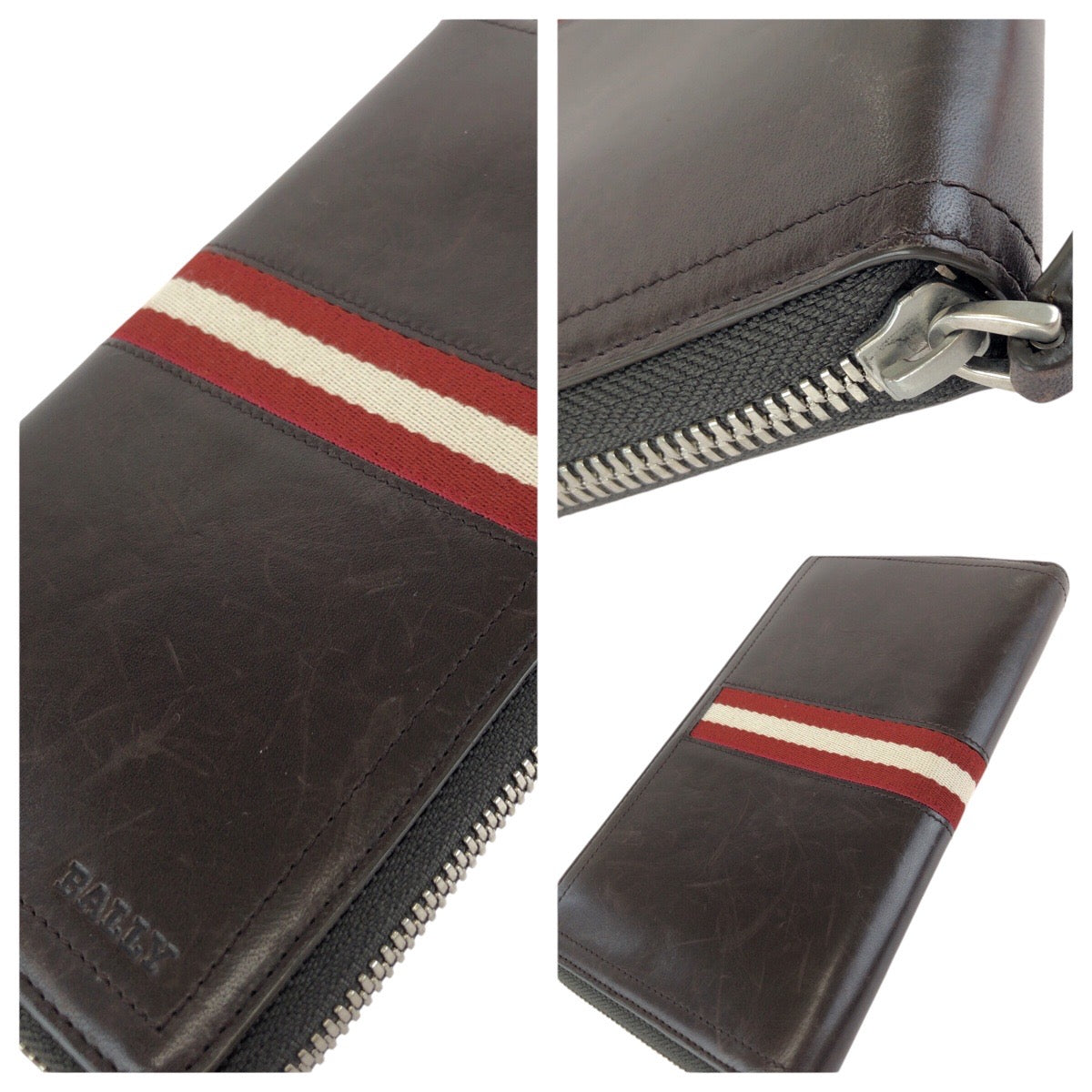 24909
BALLY バリー トレインスポッティング ブラウン シルバー金具 レザー 長財布 ラウンドファスナー メンズ AB8