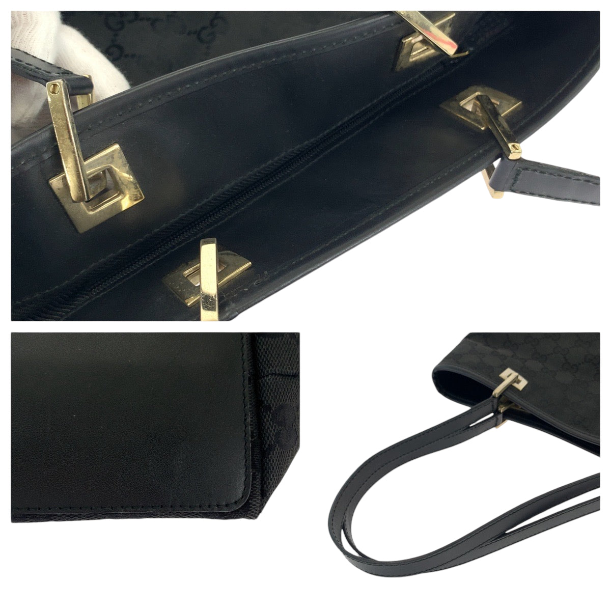 24930
GUCCI グッチ ブラック ゴールド金具 GGキャンバス 002 1099 トートバッグ ショルダーバッグ レディース ABP34