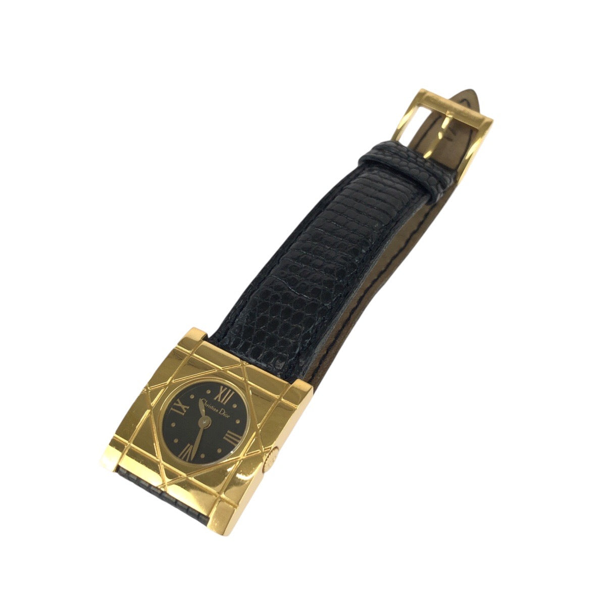 24935
Dior ディオール ヴィンテージ カナージュ クールカレ ブラック 黒 ゴールド金具 ステンレススチール / レザー D82-150 腕時計 クオーツ ブラック文字盤 ABP35