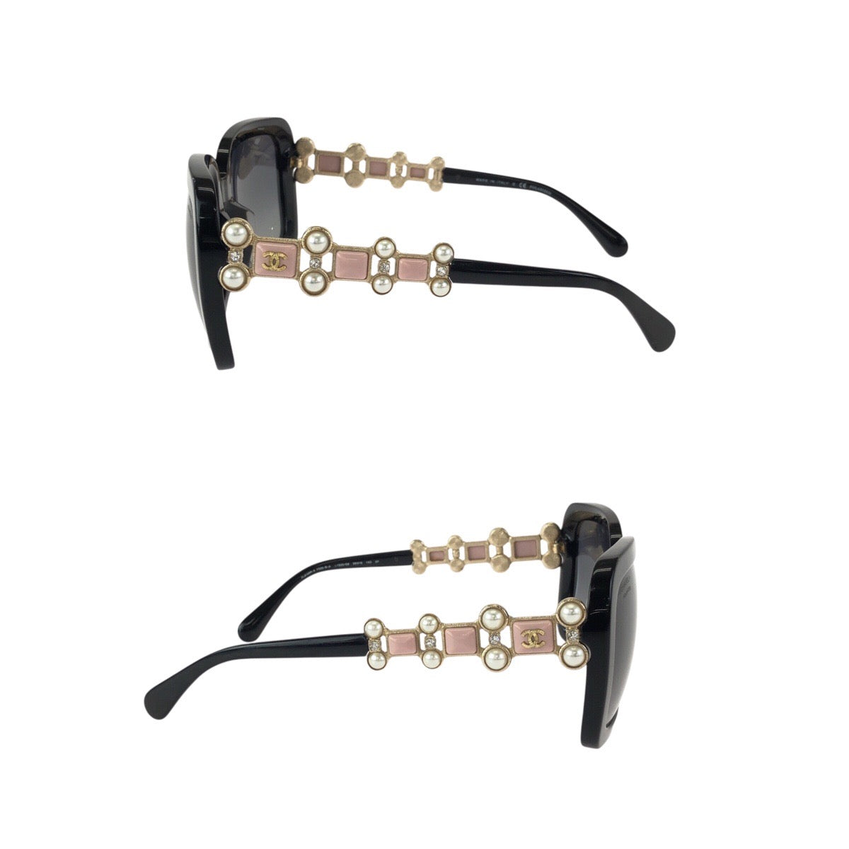 24938
CHANEL シャネル ビジュー ココマーク 限定モデル ブラック ピンク ゴールド金具 プラスチック 5335-B-A サングラス 男女兼用 バタフライ レディース A42