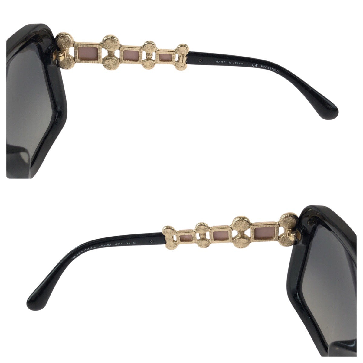 24938
CHANEL シャネル ビジュー ココマーク 限定モデル ブラック ピンク ゴールド金具 プラスチック 5335-B-A サングラス 男女兼用 バタフライ レディース A42