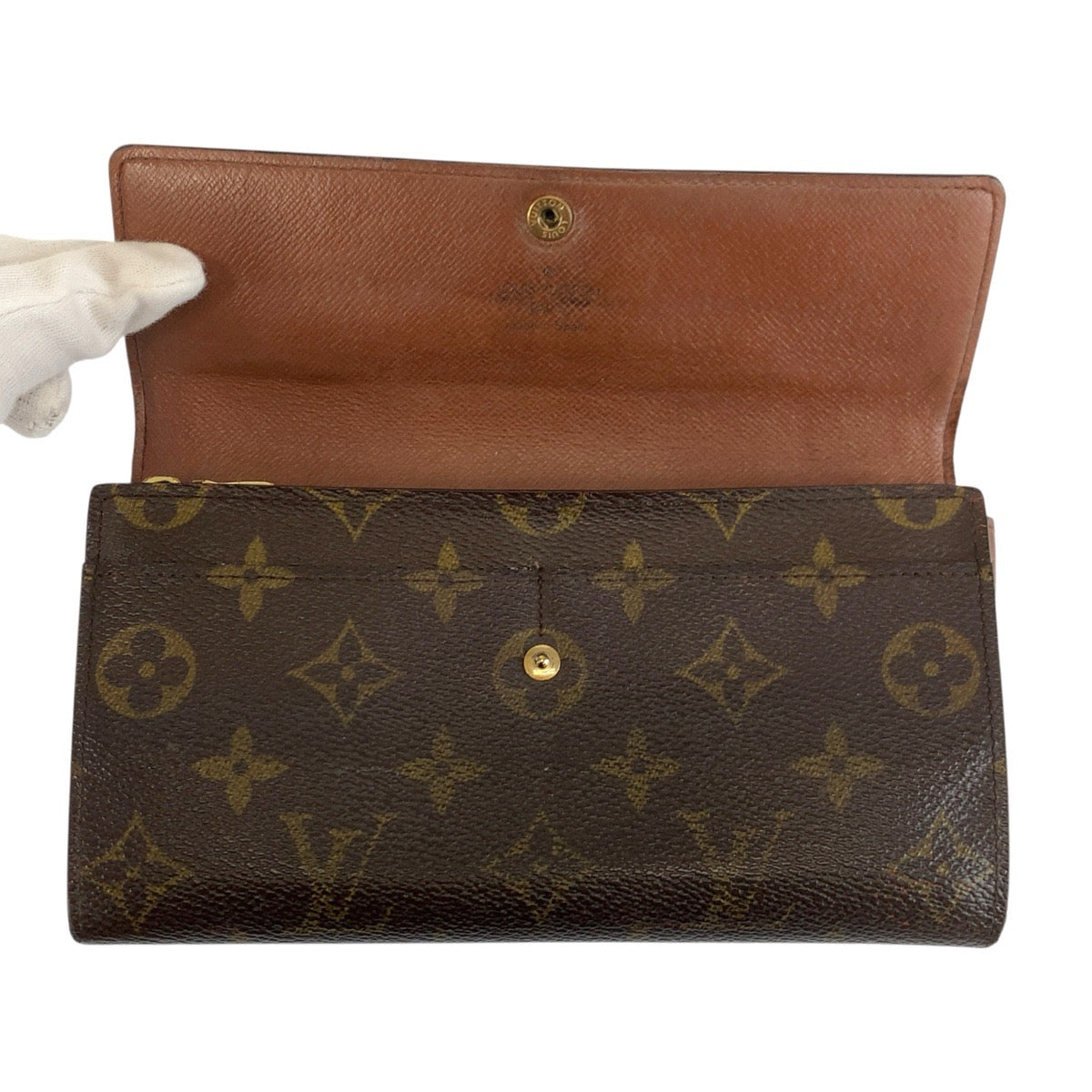 24940
LOUIS VUITTON ルイヴィトン モノグラム ポシェット ポルトモネ クレディ ブラウン ゴールド金具 PVC M61725 長財布 ロングウォレット レディース AB8