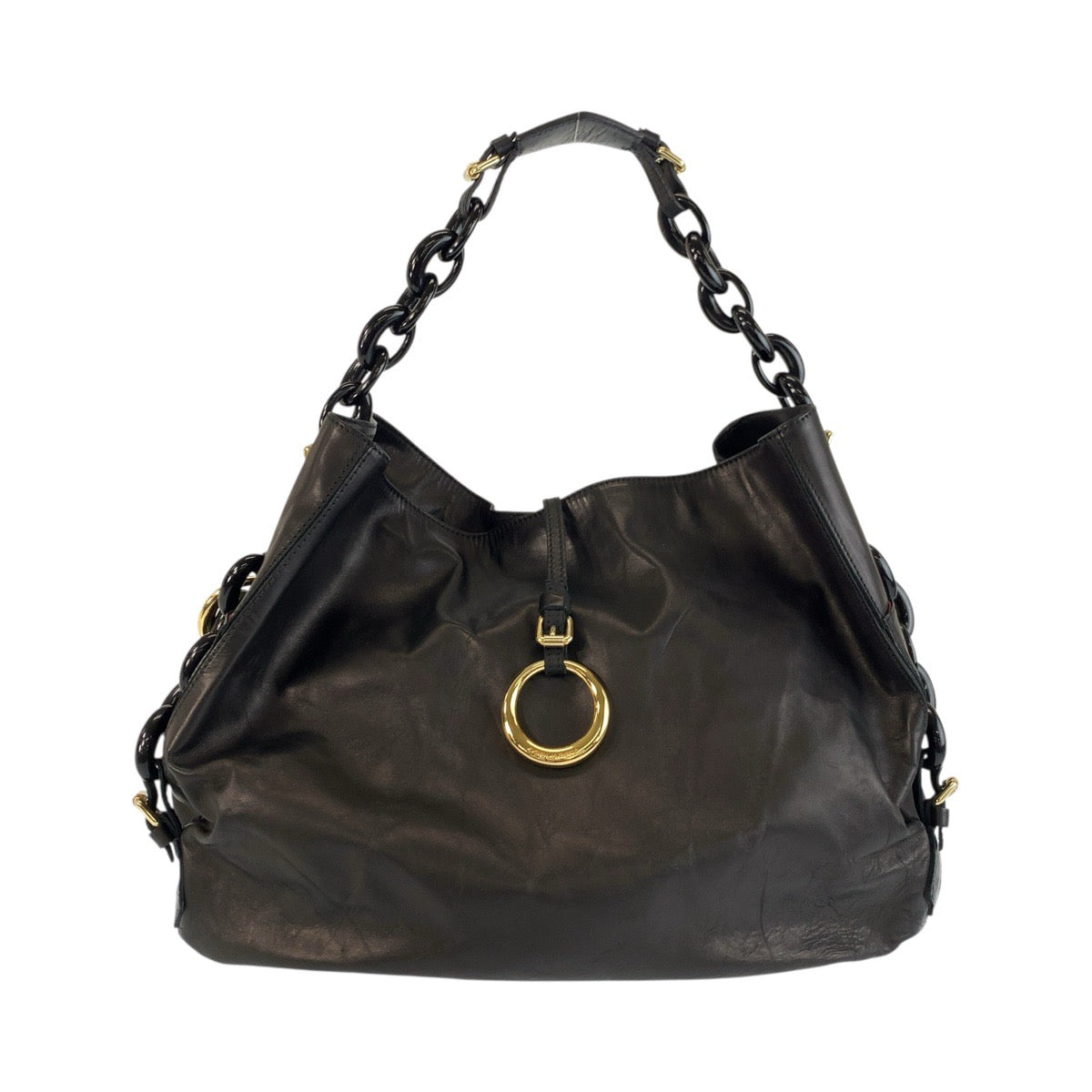 24943
DSQUARED2 ディースクエアード ブラック 黒 ゴールド金具 レザー ショルダーバッグ レディース ABP12