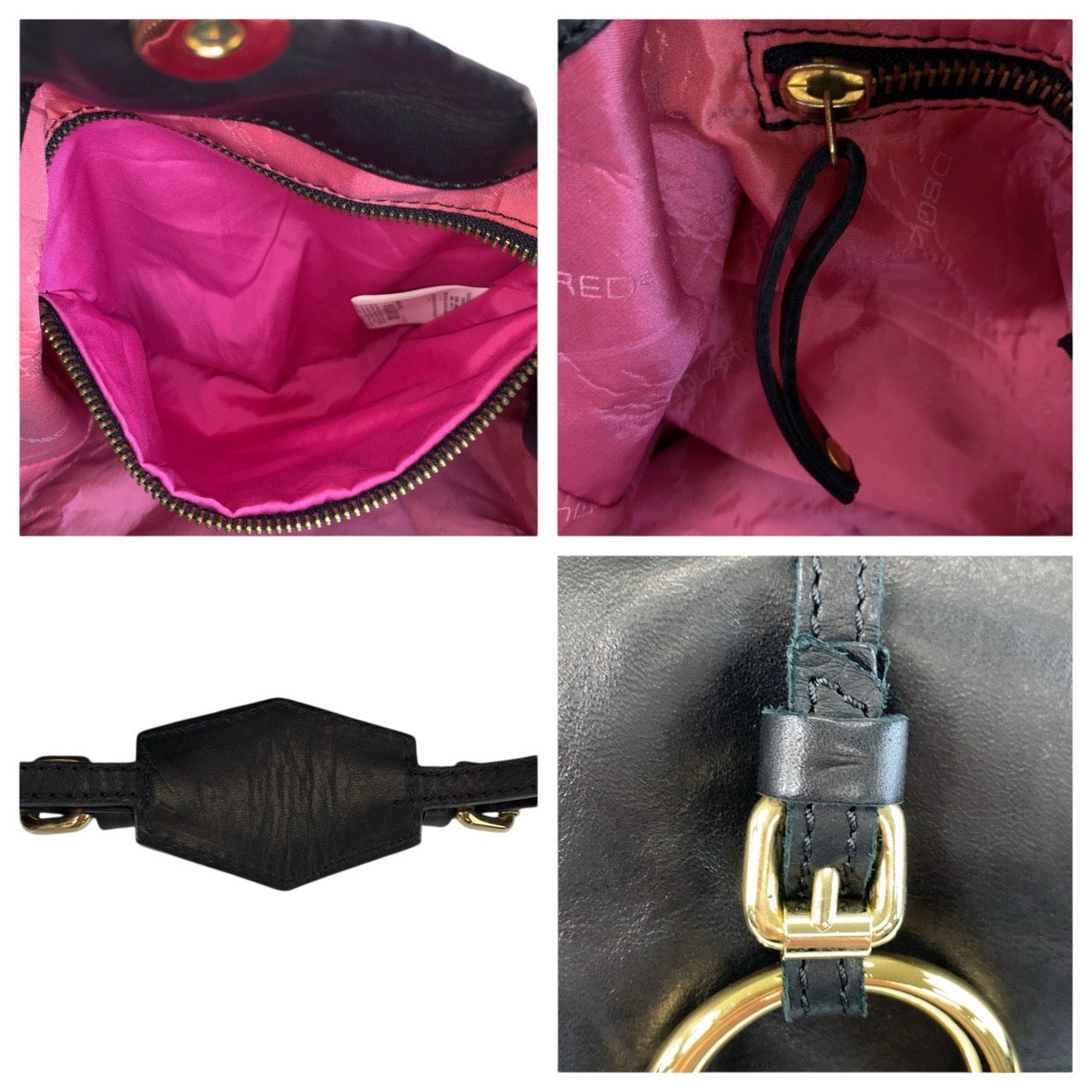 24943
DSQUARED2 ディースクエアード ブラック 黒 ゴールド金具 レザー ショルダーバッグ レディース ABP12