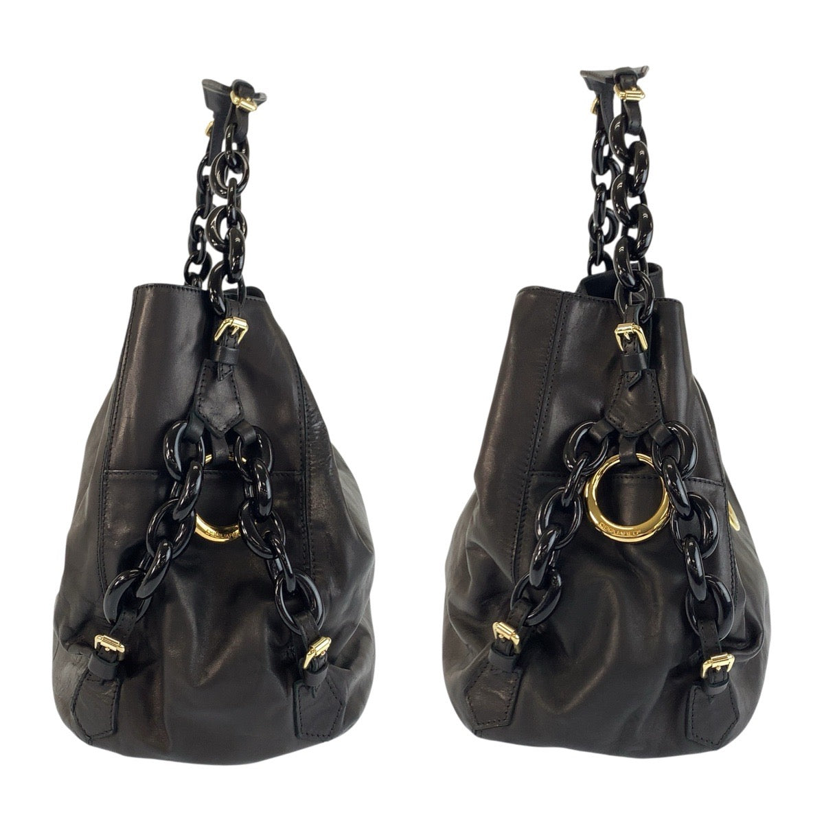 24943
DSQUARED2 ディースクエアード ブラック 黒 ゴールド金具 レザー ショルダーバッグ レディース ABP12