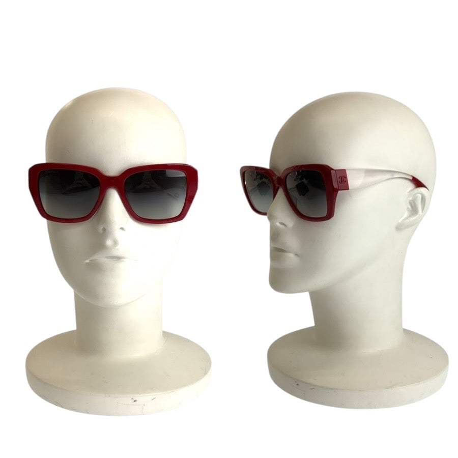 24944
CHANEL シャネル ココマーク レッド プラスチック 5263 C 1343/S6 54□19 140 3N サングラス スクエア レディース ABP35