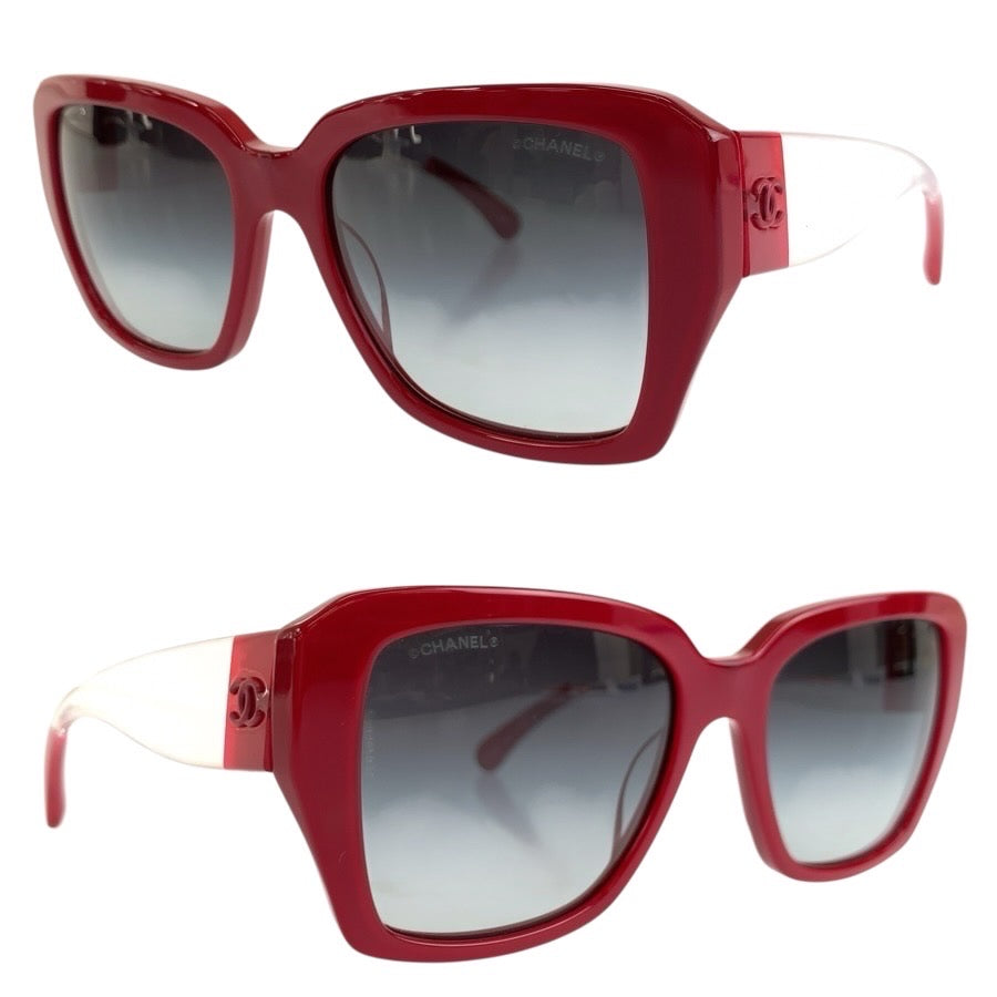 24944
CHANEL シャネル ココマーク レッド プラスチック 5263 C 1343/S6 54□19 140 3N サングラス スクエア レディース ABP35