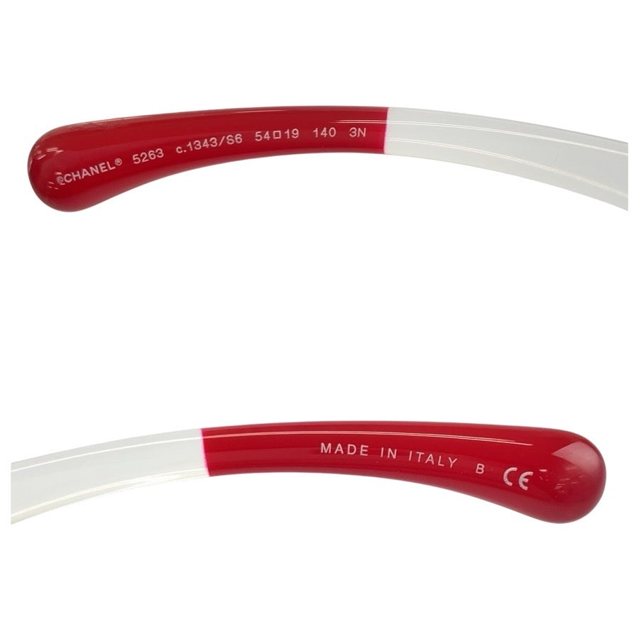 24944
CHANEL シャネル ココマーク レッド プラスチック 5263 C 1343/S6 54□19 140 3N サングラス スクエア レディース ABP35