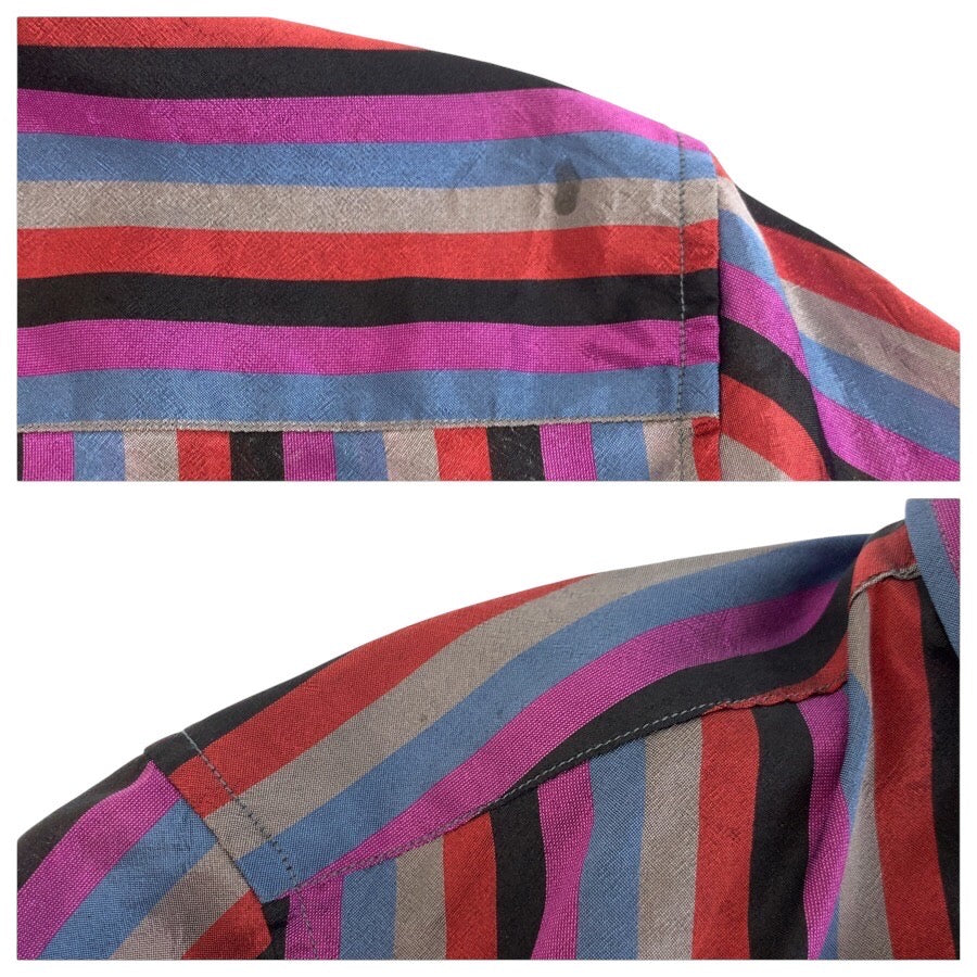 24946
GUCCI グッチ サイズ38 マルチカラー シルク 長袖シャツ ストライプシャツ レディース ABP12