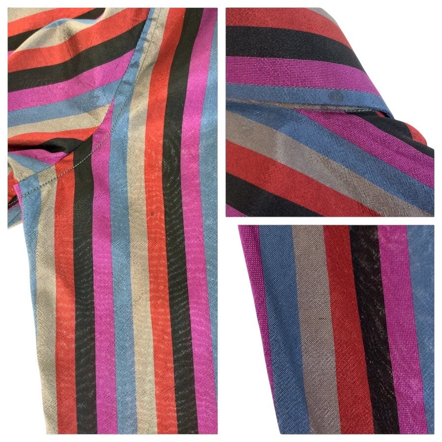 24946
GUCCI グッチ サイズ38 マルチカラー シルク 長袖シャツ ストライプシャツ レディース ABP12