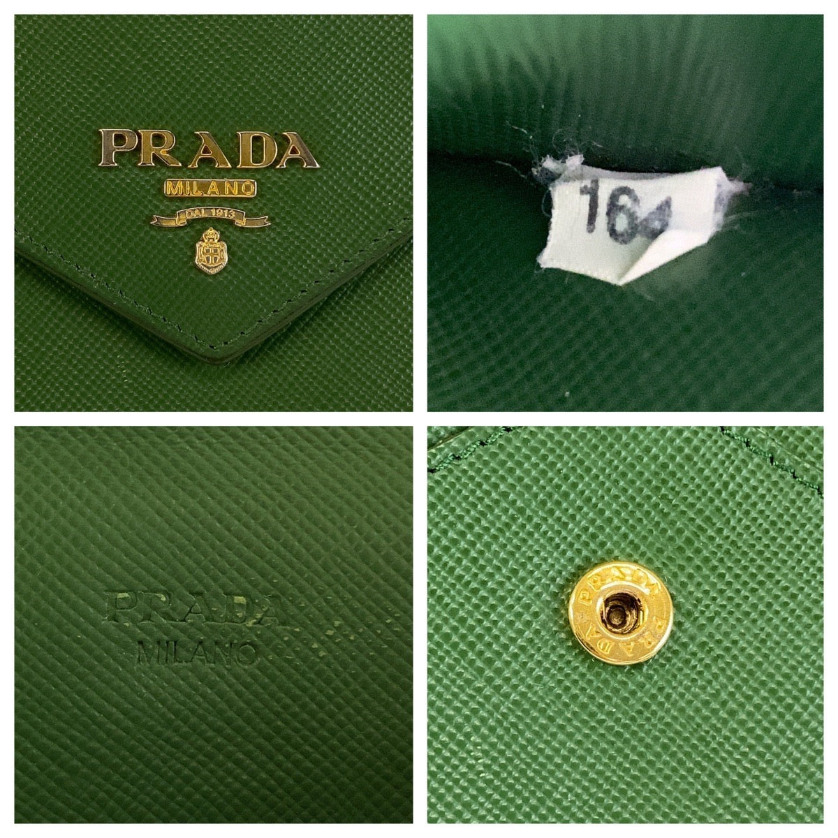 24948
PRADA プラダ サフィアーノ エンベロープ グリーン ゴールド金具 レザー 長財布 ロングウォレット レディース AB8