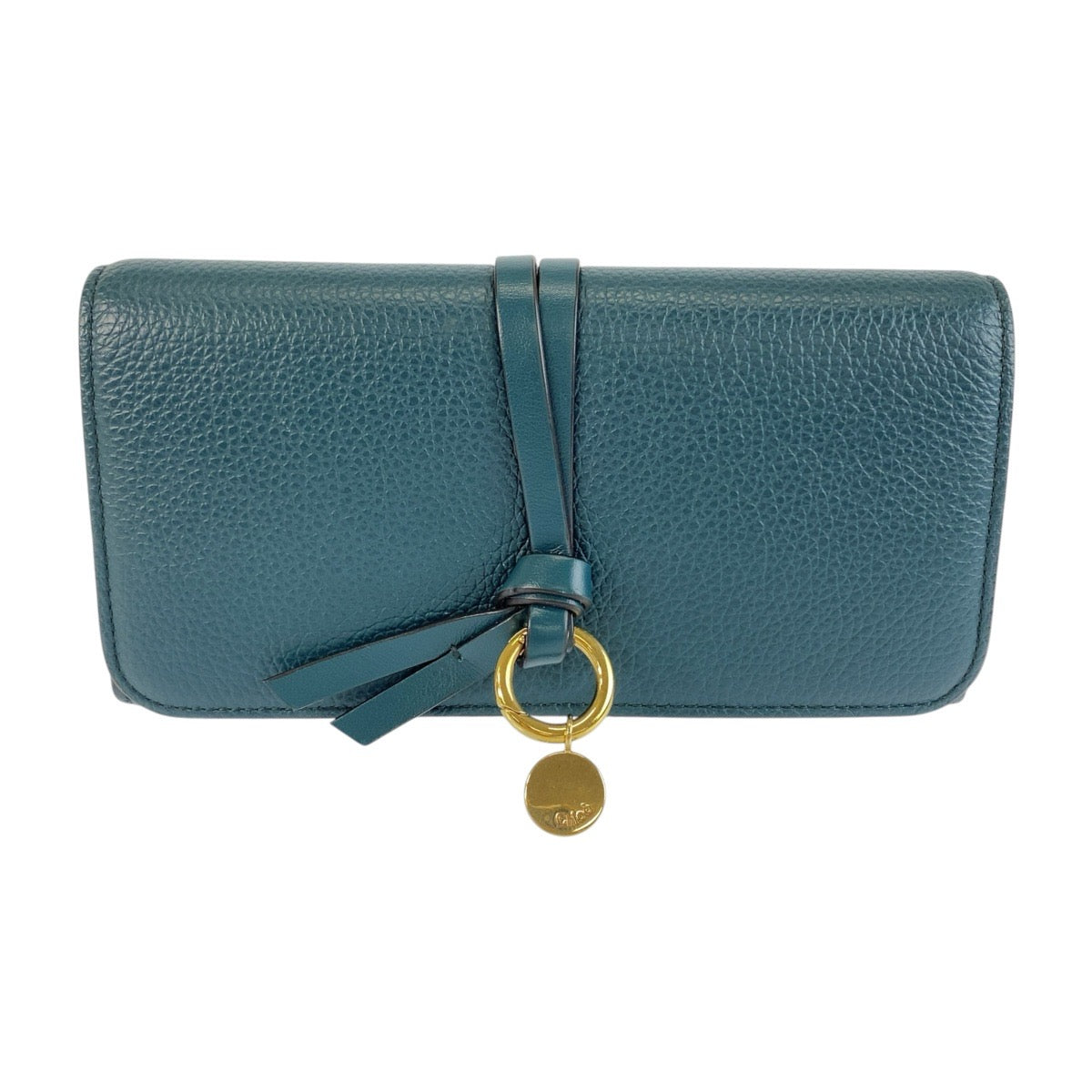24949
Chloe クロエ アルファベット フラップ ウォレット グリーン ゴールド金具 レザー 長財布 ロングウォレット レディース A12