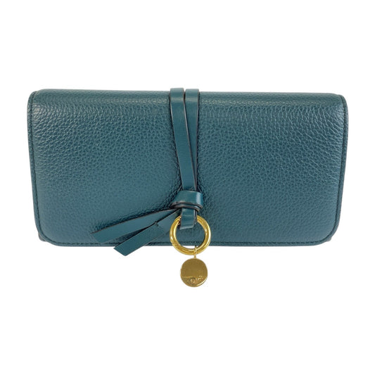 24949
Chloe クロエ アルファベット フラップ ウォレット グリーン ゴールド金具 レザー 長財布 ロングウォレット レディース A12