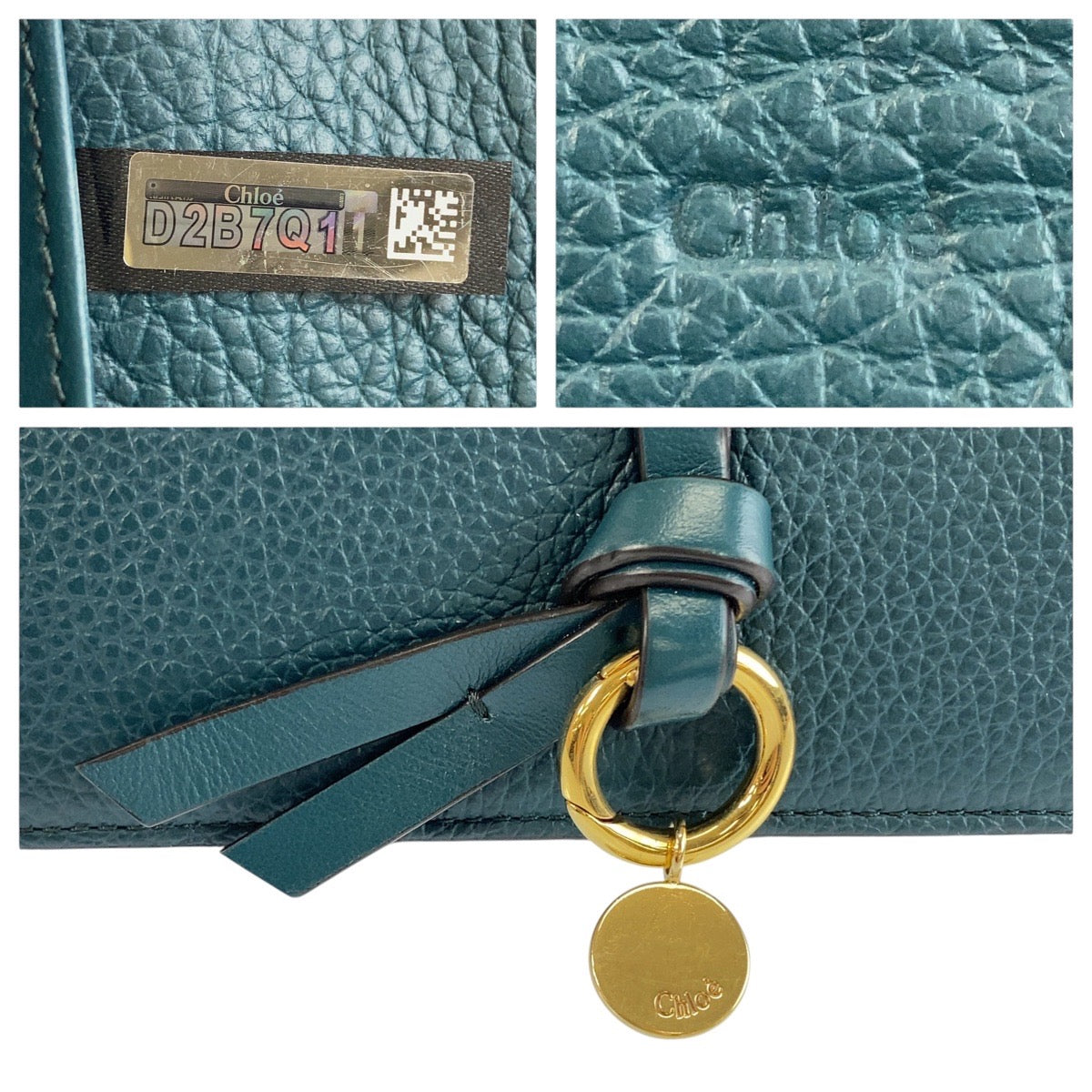 24949
Chloe クロエ アルファベット フラップ ウォレット グリーン ゴールド金具 レザー 長財布 ロングウォレット レディース A12