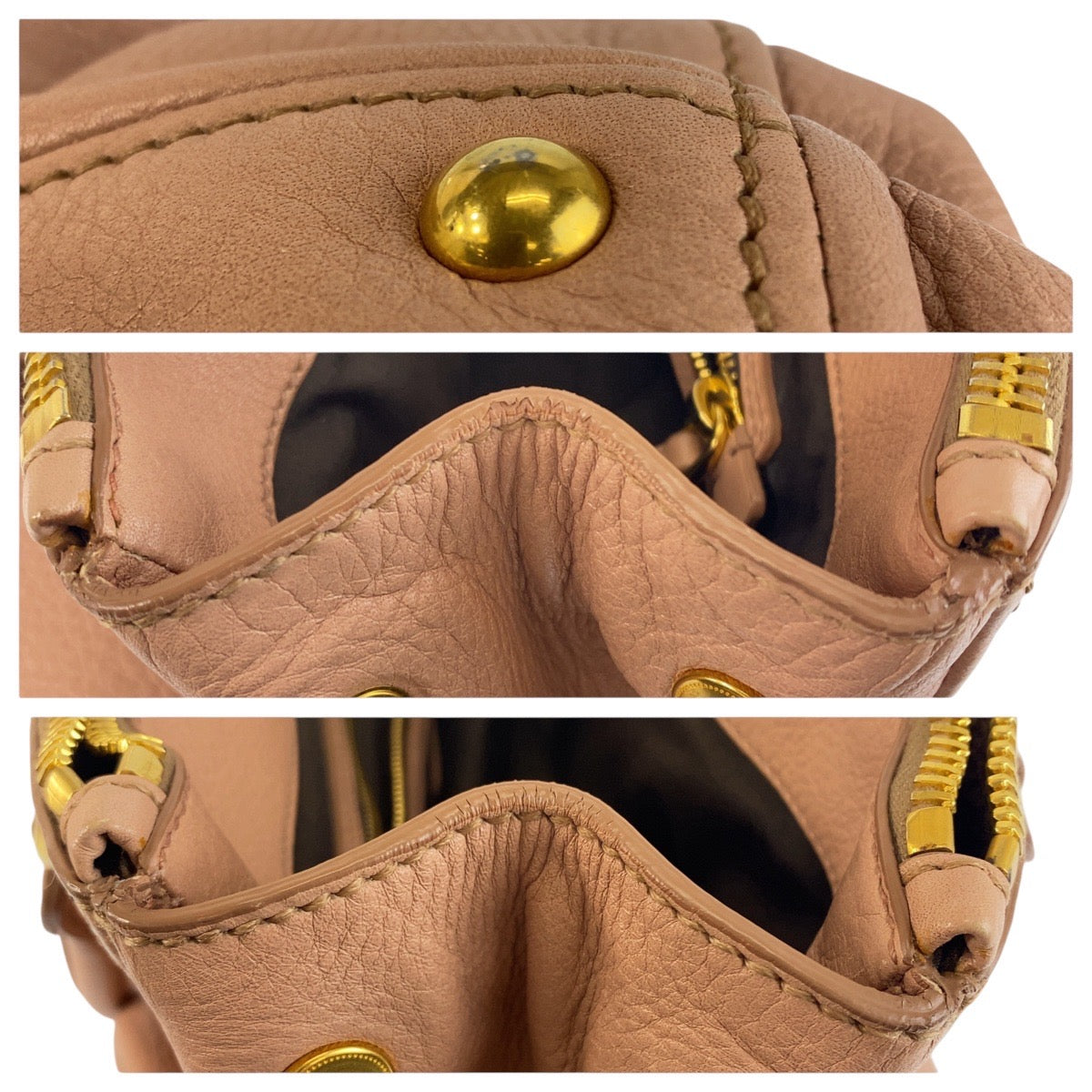 24951
MIUMIU ミュウミュウ ピンク ベージュ ゴールド金具 レザー ハンドバッグ ショルダーバッグ 2WAY レディース ABP35