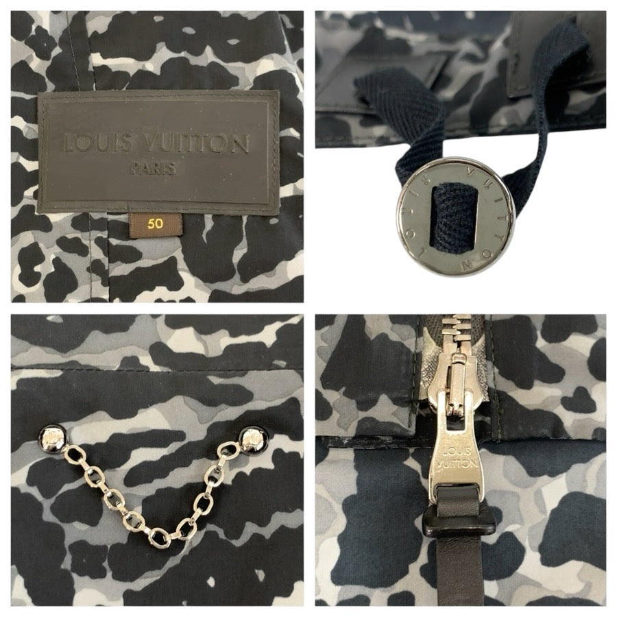24954
LOUIS VUITTON ルイヴィトン カモフラ サイズ50 ブラック グレー ポリエステル / ポリウレタン ナイロンジャケット ジップアップ メンズ ABP42