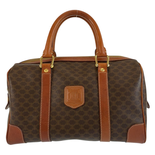 24959
CELINE セリーヌ ヴィンテージ マカダム ブラウン ゴールド金具 PVC / レザー ハンドバッグ ボストンバッグ レディース AB14