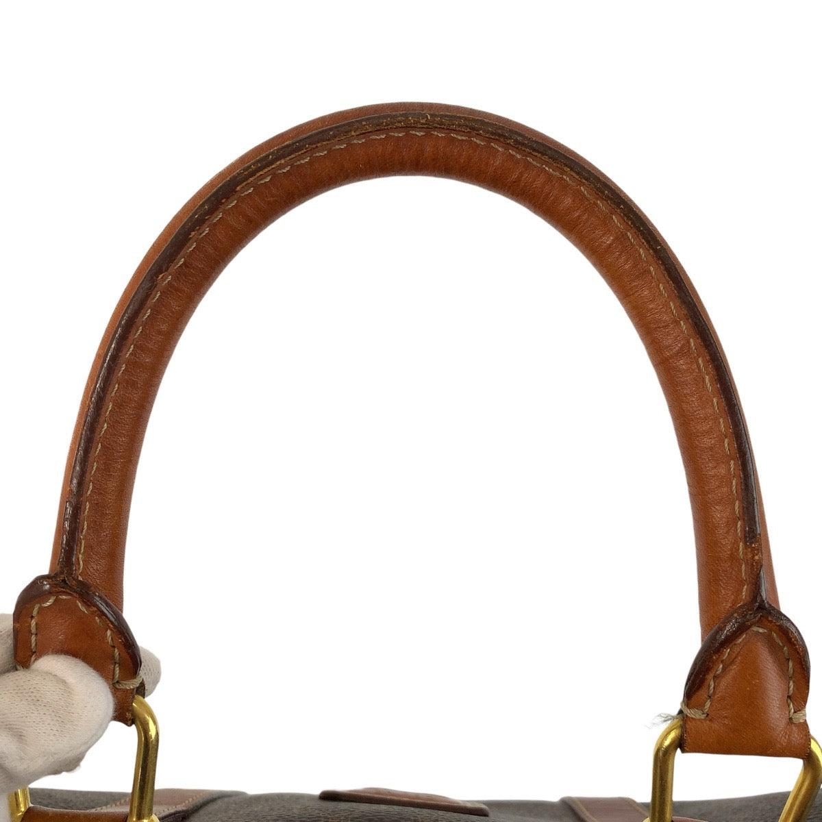 24959
CELINE セリーヌ ヴィンテージ マカダム ブラウン ゴールド金具 PVC / レザー ハンドバッグ ボストンバッグ レディース AB14