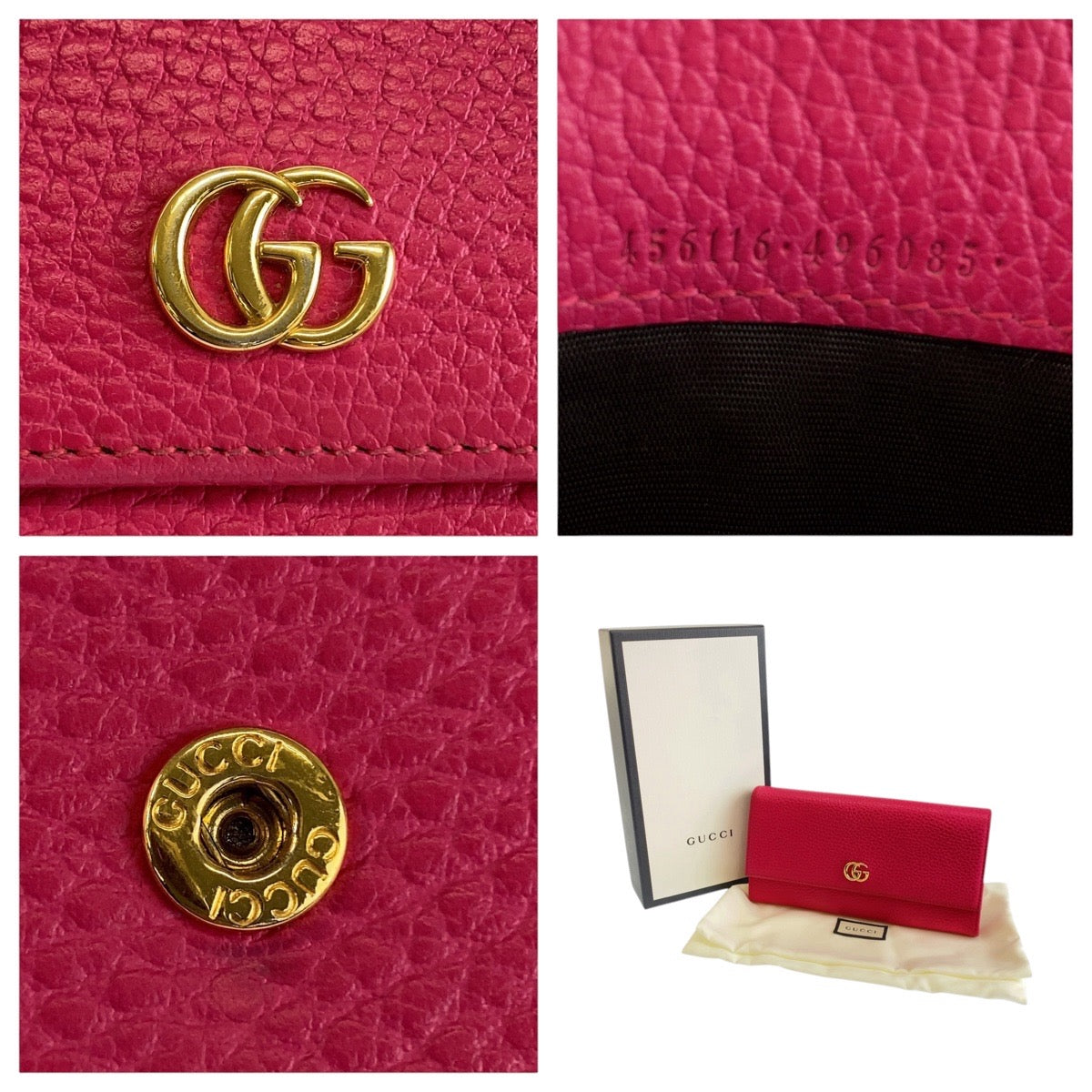 24960
GUCCI グッチ GGマーモント コンチネンタルウォレット ピンク ゴールド金具 レザー 456116 長財布 ロングウォレット レディース ABP20