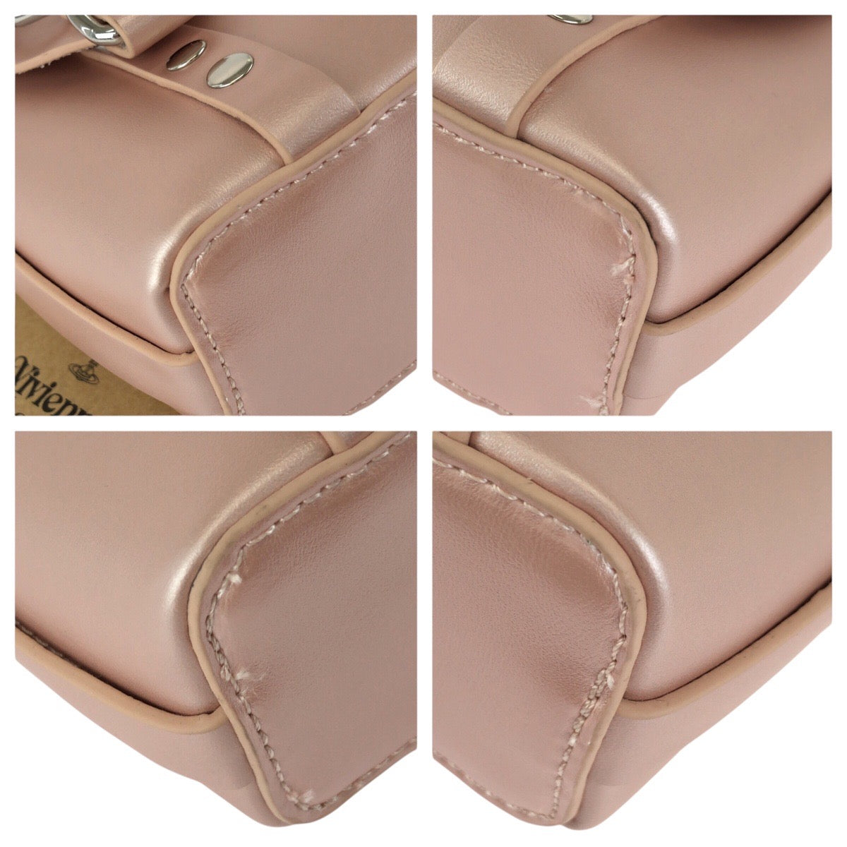 24961
Vivienne Westwood ヴィヴィアンウエストウッド BETTY ピンク シルバー金具 レザー ショルダーバッグ クラッチバッグ レディース N22