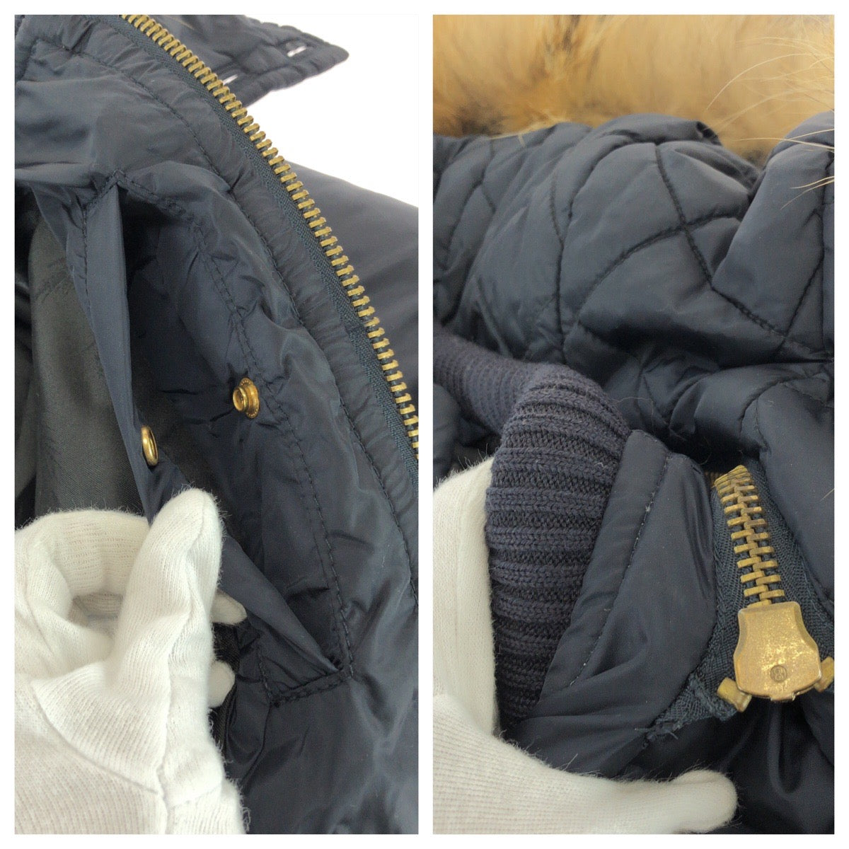 24962
DSQUARED2 ディースクエアード Military Chic リップストップ サイズ38 ネイビー ゴールド金具 ナイロン ダウンジャケット レディース ABP20