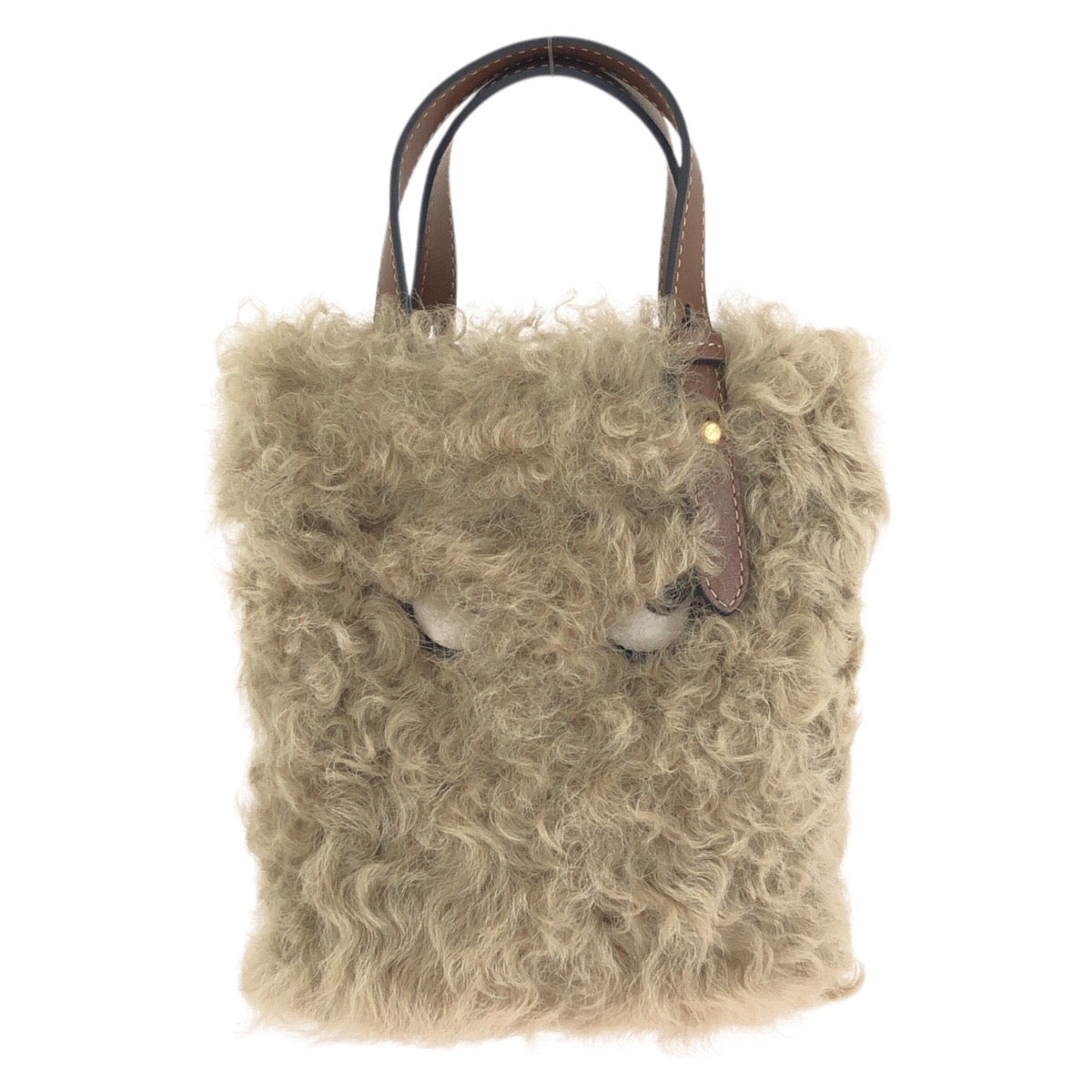 24964
Anya Hindmarch アニヤ ハインドマーチ Eyes ベージュ ブラウン ゴールド金具 シープスキン / レザー ショルダーバッグ ポシェット レディース N60